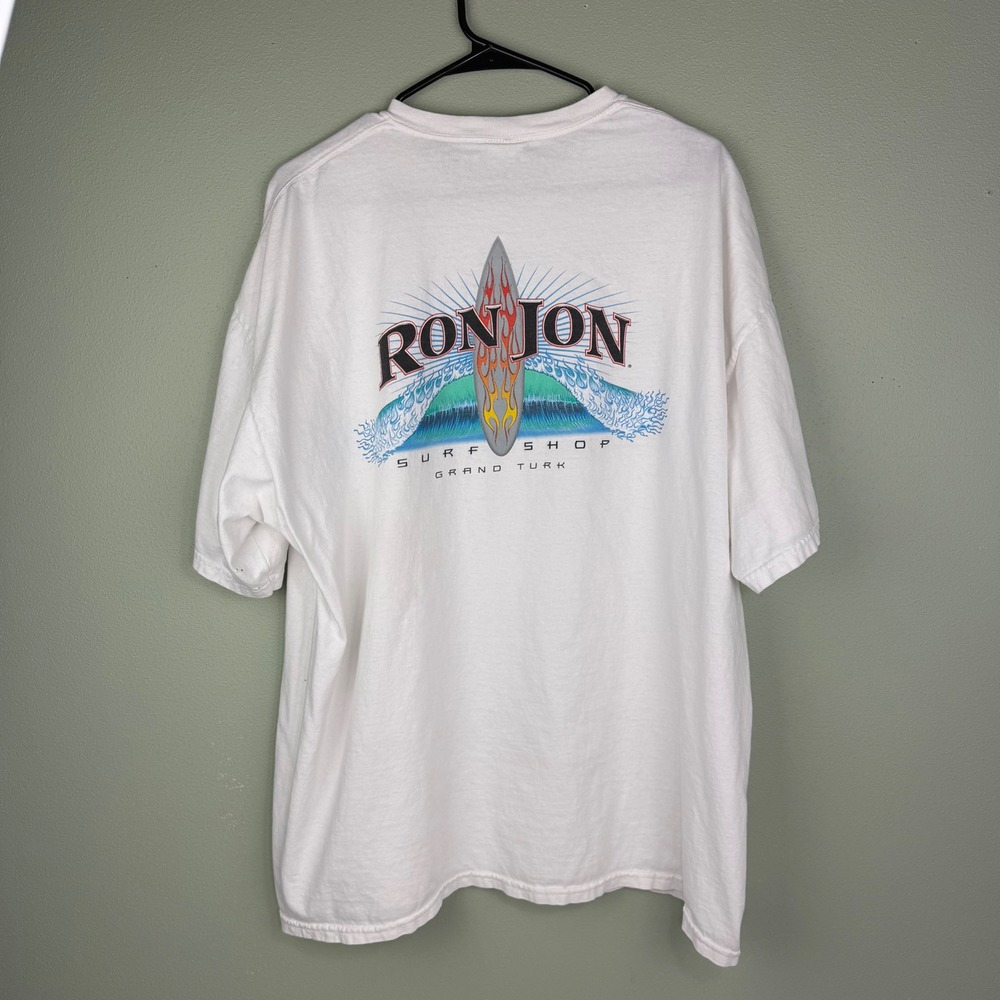 Ron Jon Surf Shop Grand Turk Distressed Graphic T-Shirt White Mens 2XL XXL